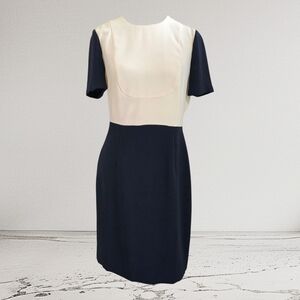 J. Crew Cream and Black Midi Dress Size 8